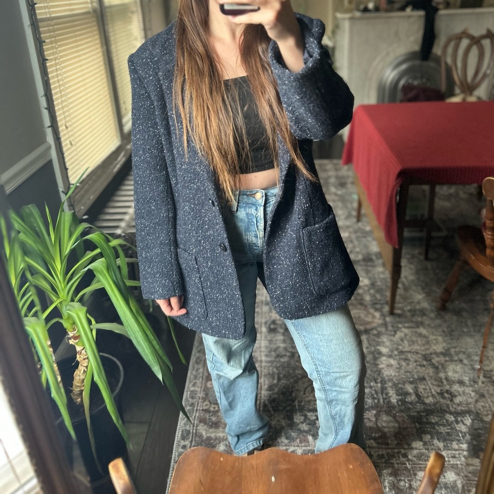 Rena Rowan Dark Blue Tweed Blazer